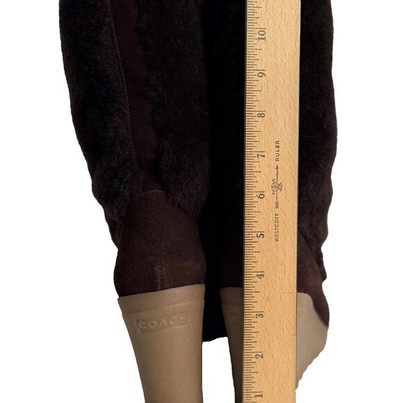 COACH Mandy Shearling Suede Wedge Booties – Size 6.5 – Brown - Picture 13 of 13